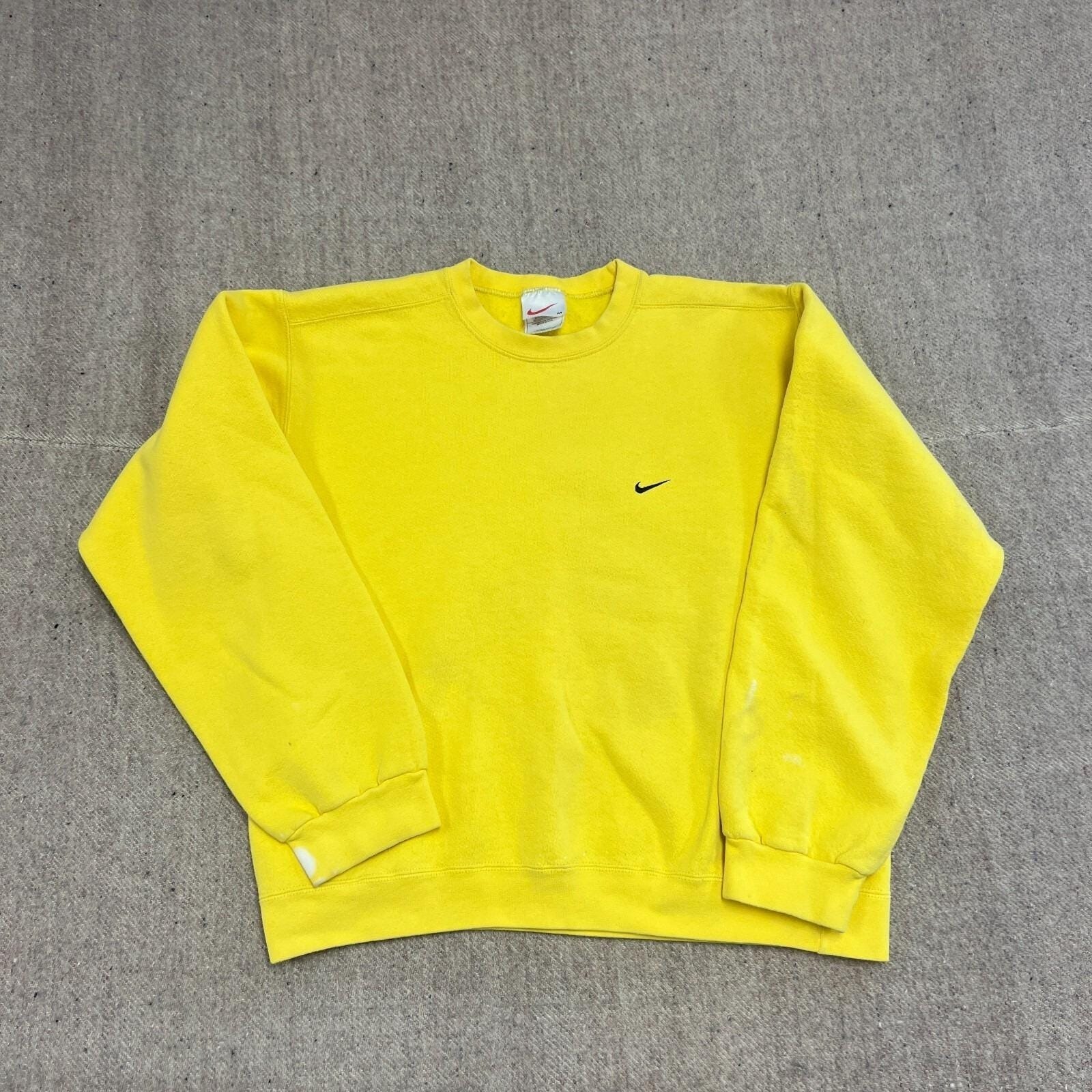 Vintage Nike Sweatshirt Mens Medium Yellow 1990s Usa Check Swoosh